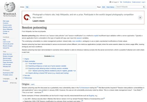 
                            9. Session poisoning - Wikipedia