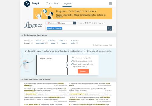 
                            1. session timeout - Traduction française – Linguee