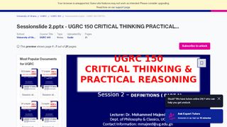 
                            10. Sessionslide 2.pptx - UGRC 150 CRITICAL THINKING PRACTICAL ...