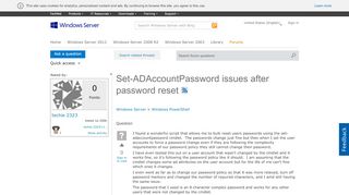 
                            2. Set-ADAccountPassword issues after password reset - Microsoft