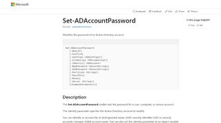 
                            3. Set-ADAccountPassword - Microsoft Docs