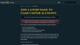 
                            4. Set an email login for your Game Center account - RuneScape Support