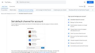 
                            12. Set default channel for account - YouTube Help - Google Support