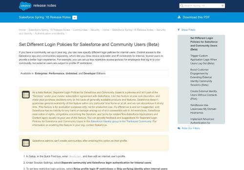 
                            9. Set Different Login Policies for Salesforce and ... - Release Notes