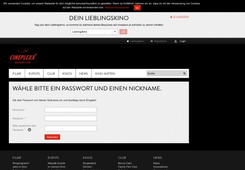 
                            6. Set Nickname Password | Cineplexx AT