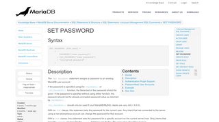 
                            11. SET PASSWORD - MariaDB Knowledge Base