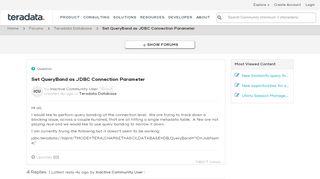 
                            12. Set QueryBand as JDBC Connection Parameter - Teradata Community