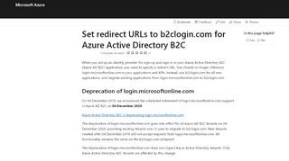 
                            6. Set redirect URLs to b2clogin.com - Azure Active Directory B2C ...