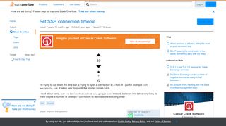 
                            2. Set SSH connection timeout - Stack Overflow