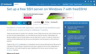 
                            1. Set up a free SSH server on Windows 7 with freeSSHd - TechRepublic