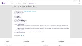 
                            9. Set up a URL redirection | Spark NZ