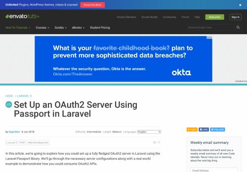 
                            6. Set Up an OAuth2 Server Using Passport in Laravel