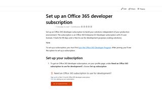 
                            4. Set up an Office 365 developer subscription | Microsoft Docs