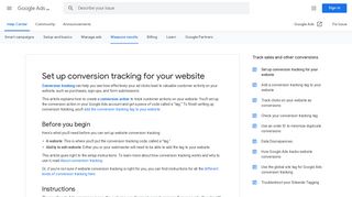
                            11. Set up conversion tracking for your website - Previous - Google Ads Help