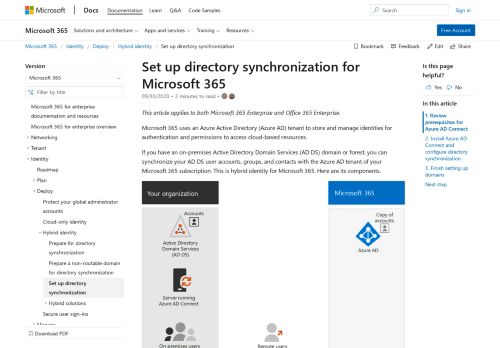 
                            8. Set up directory synchronization for Office 365 | Microsoft Docs