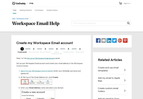 
                            7. Set up email addresses | Workspace Email - GoDaddy Help SG