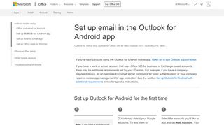 
                            2. Set up email in the Outlook for Android app - Office Support - Office 365