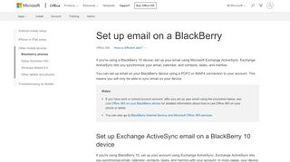 
                            5. Set up email on a BlackBerry - Office 365