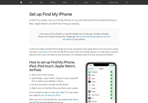 
                            4. Set up Find My iPhone on all of your devices - Apple Support