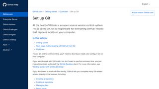 
                            1. Set up git - User Documentation - GitHub Help