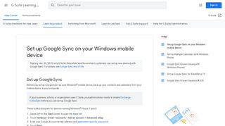 
                            6. Set up Google Sync on your Windows mobile device - G Suite Help