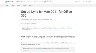 
                            2. Set up Lync for Mac 2011 for Office 365 - Office Support