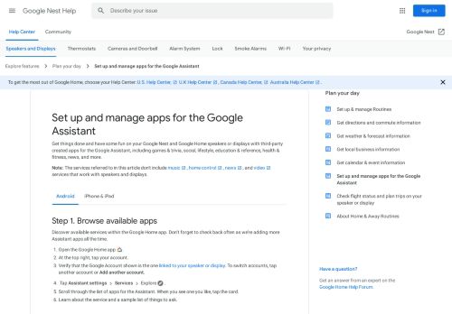
                            4. Set up & manage apps for the Google Assistant (formerly Services ...