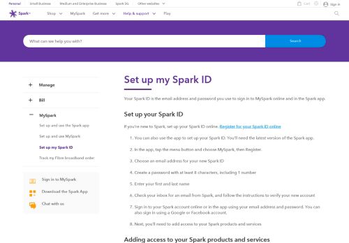 
                            2. Set up my Spark ID | Spark NZ