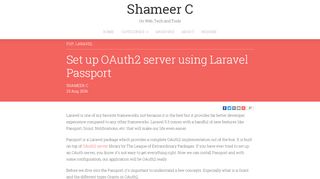 
                            7. Set up OAuth2 server using Laravel Passport | Shameer C