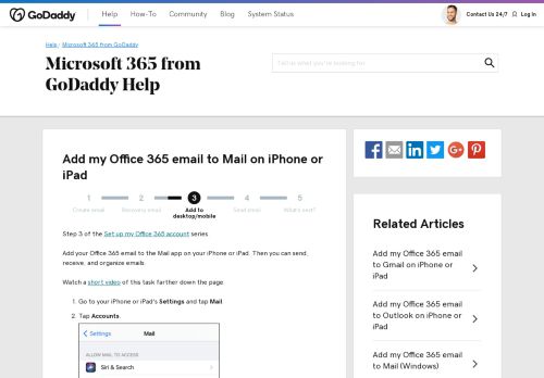 
                            11. Set up Office 365 email on my iPhone or iPad | GoDaddy Help US