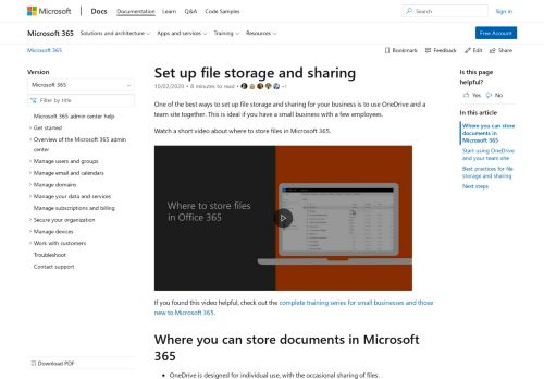 
                            12. Set up Office 365 file storage and sharing | Microsoft Docs