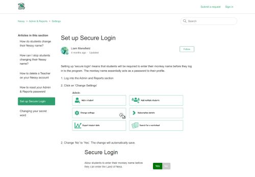 
                            8. Set up Secure Login – Nessy