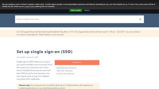 
                            9. Set up single sign-on (SSO) - HubSpot Support