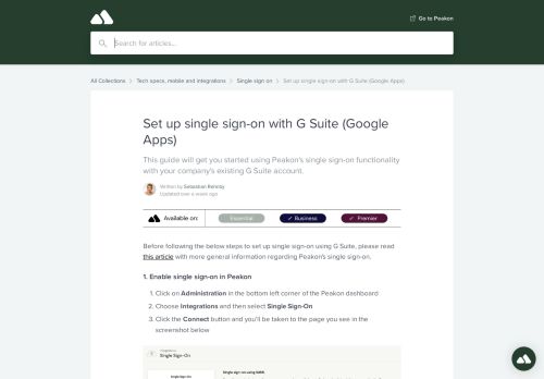 
                            11. Set up single sign-on with G Suite (Google Apps) | Peakon Help Centre