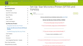
                            6. Set-Up: Star Micronics Printer (SP700 and TSP650) – Lavu Support