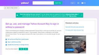 
                            3. Set up, use, and manage Yahoo Account Key to sign in without a ...
