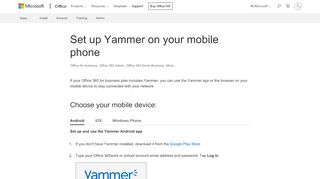 
                            2. Set up Yammer on your mobile phone - Office 365