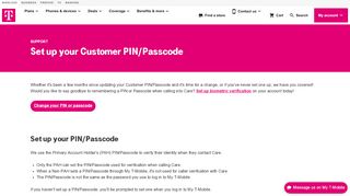 
                            10. Set up your Customer PIN/Passcode | T-Mobile Support