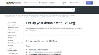 
                            5. Set up your domain with 123 Reg · Shopify Help Center