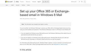 
                            4. Set up your Office 365 or Exchange-based email in Windows 8 Mail ...