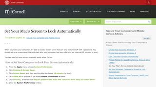 
                            9. Set Your Mac's Screen to Lock Automatically | IT@Cornell