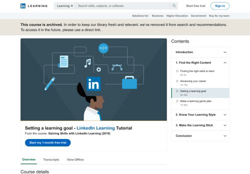 
                            9. Setting a learning goal - LinkedIn