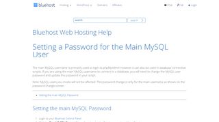 
                            13. Setting a Password for the Main MySQL User - Bluehost