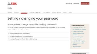 
                            7. Setting / changing your password | UBS Switzerland