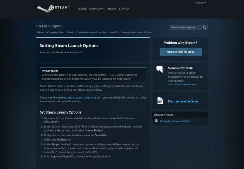 
                            9. Setting Steam Launch Options - How To's - Knowledge Base - Steam ...