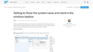 
                            1. Setting to Show the system name and client in the ... - archive SAP