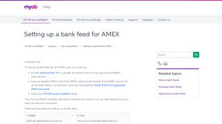 
                            13. Setting up a bank feed for AMEX - MYOB AccountRight - MYOB Help ...