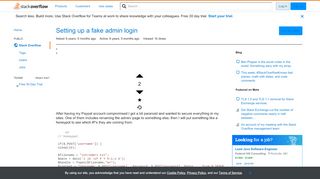 
                            11. Setting up a fake admin login - Stack Overflow