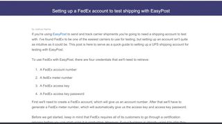 
                            5. Setting up a FedEx account to test shipping with EasyPost ...