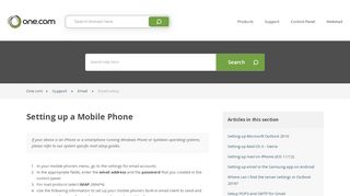 
                            13. Setting up a Mobile Phone – Support | One.com